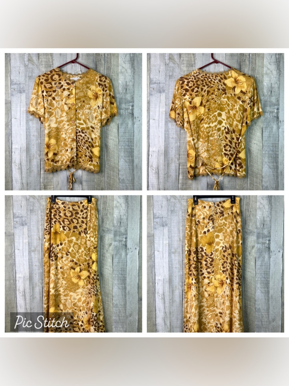 Creations Joseph Ribkoff Size 8 Smocked Top Button Front & Matching Skirt